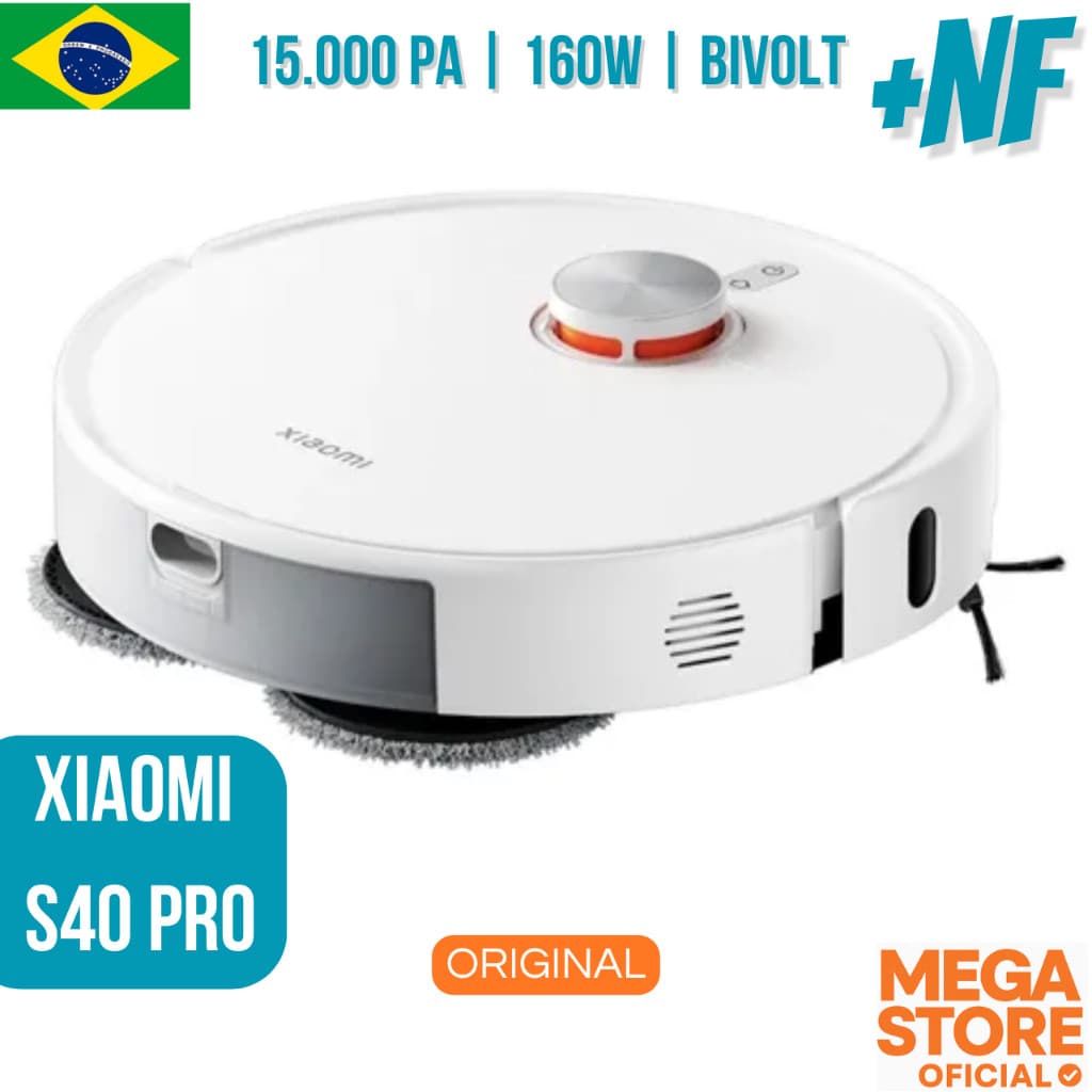 Robô Aspirador XIAOMI S40 PRO | 15.000 PA 160W Bivolt | Mops Giratórios | Original Lacrado + NF