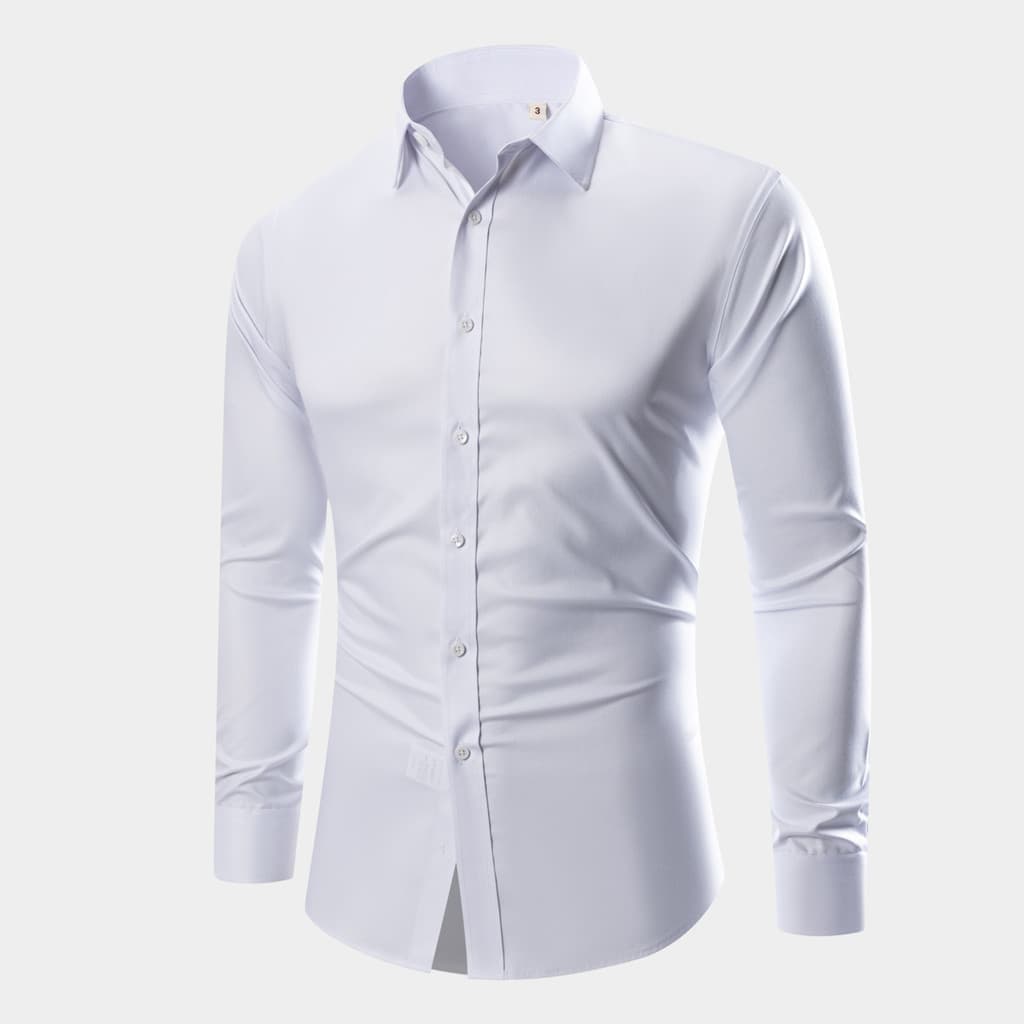 Camisa Social Manga Longa Slim Fit Masculina Luxo Fibra De Bambu Elastano