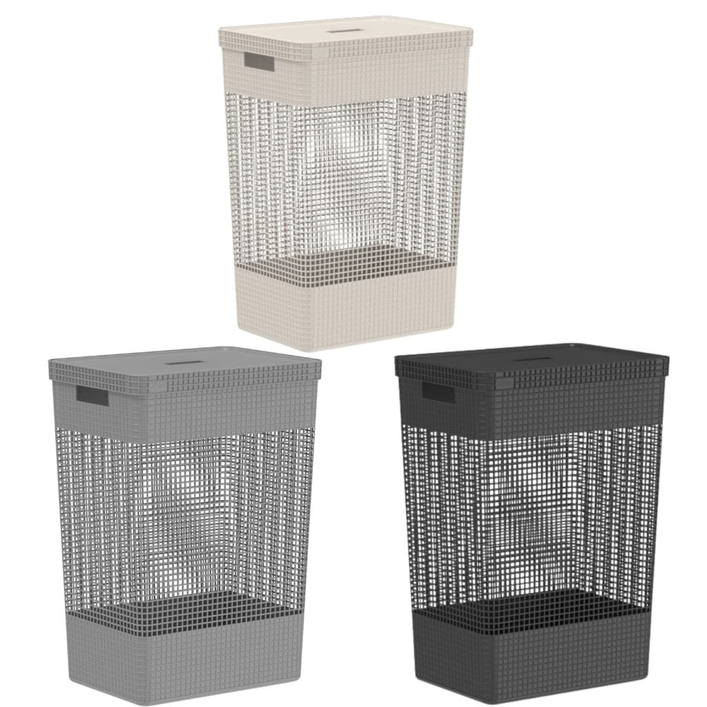 Cesto de Roupa Suja Com Tampa Organizador Multiuso Banheiro Quarto Lavanderia Grande OU 49L Moderno