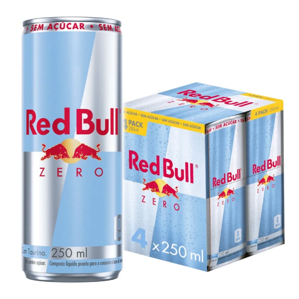 Pack 4 Latas de Energético Sem Açúcar 250ml Red Bull