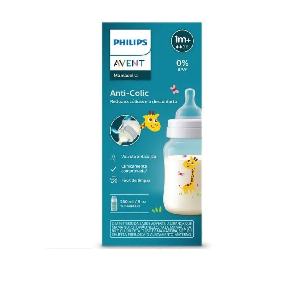 Mamadeira Estampa de Girafa Anticolica 260ml - Avent