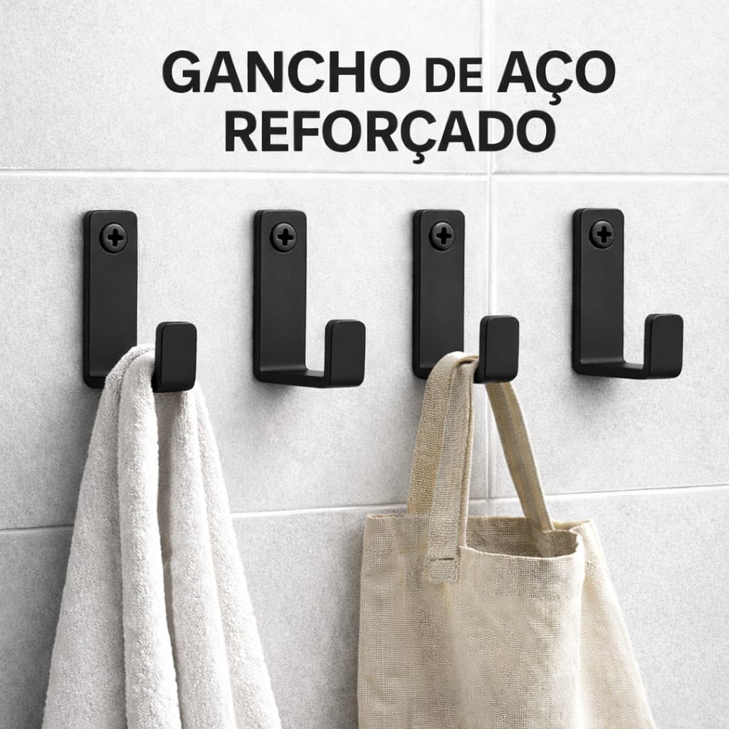 Cabideiro Gancho de Parede  Reforçado Multiuso Suporte Para Bolsa Casaco Toalha Cozinha Banheiro,Kit com 2,4,6 e 8