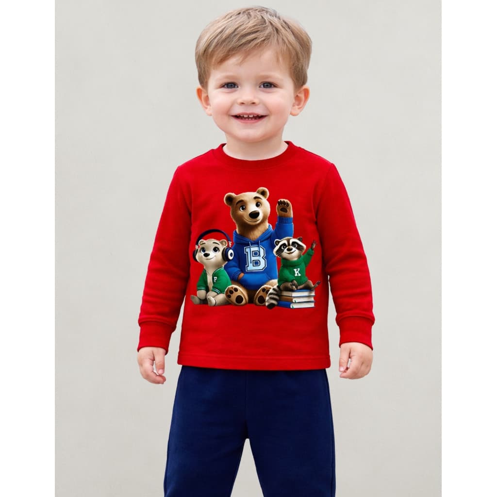 Conjunto Infantil Menino Camiseta Manga Longa em Malha Desenhos e Calça em Moletom Kyly 1001575