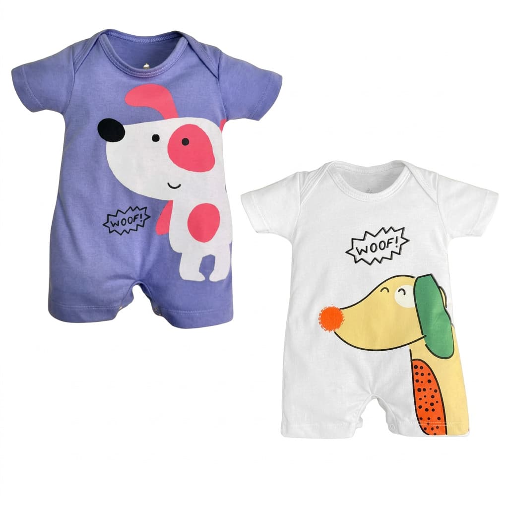 Kit 2 Macacões Infantil Bebê 100% Algodão Menino Menina Unissex Básico Super Macio e Leve Enxoval Maternidade Bichinhos