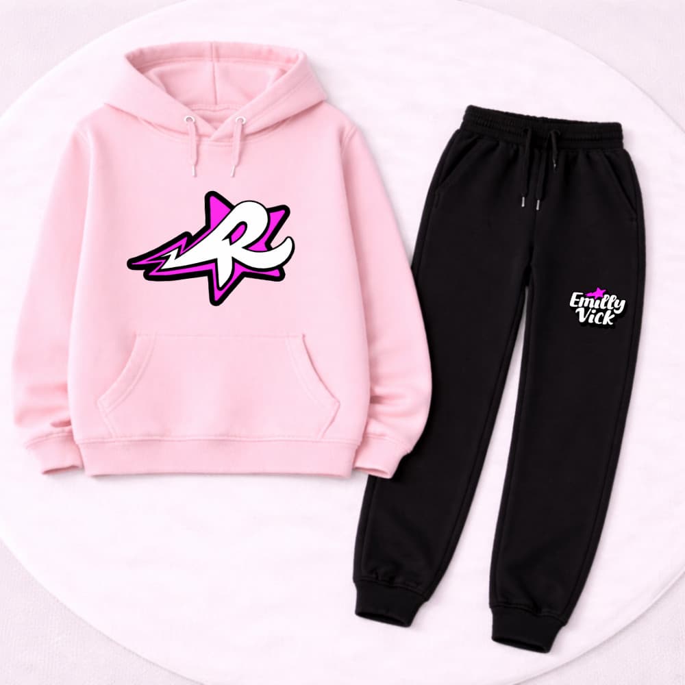 Conjunto Moletom Infantil Emilly Vick Flanelado Com Capuz Calça e Blusa