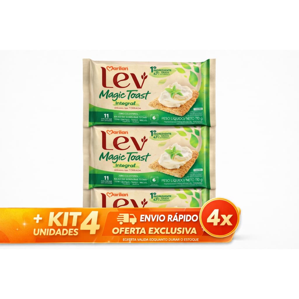 Kit 4x Torrada Integral Magic Toast Marilan 110g Crocante Leve Saudável Snack para Café e Lanches