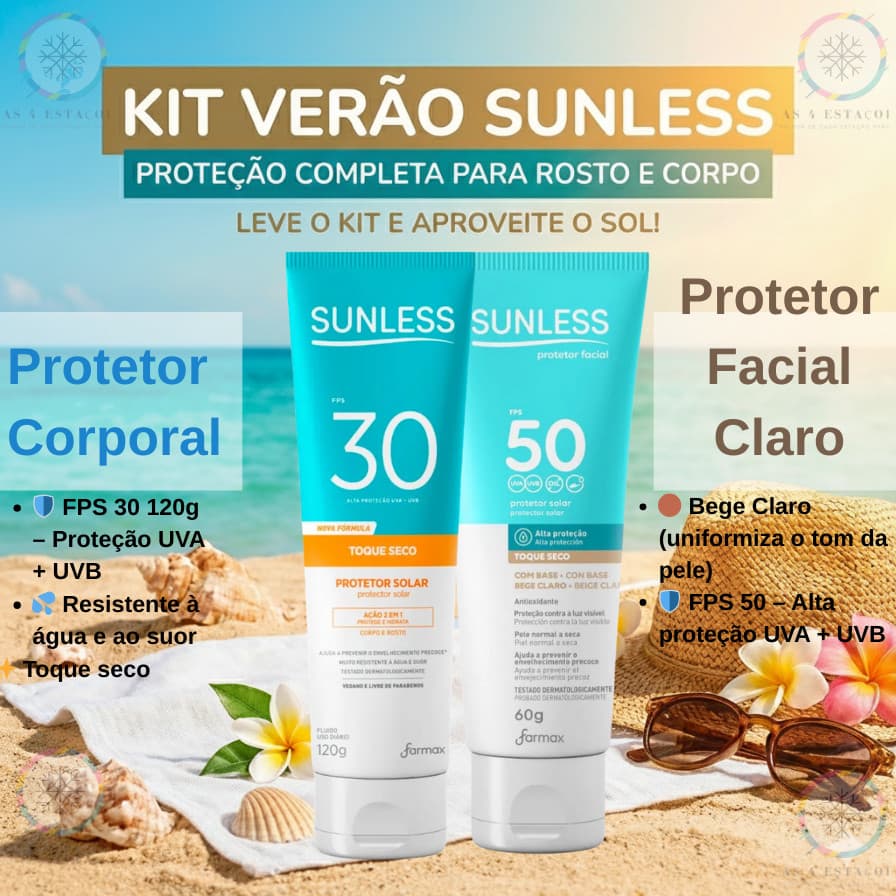 Kit Protetor Solar Fps 30 120g + Protetor Solar Facial Bege Claro