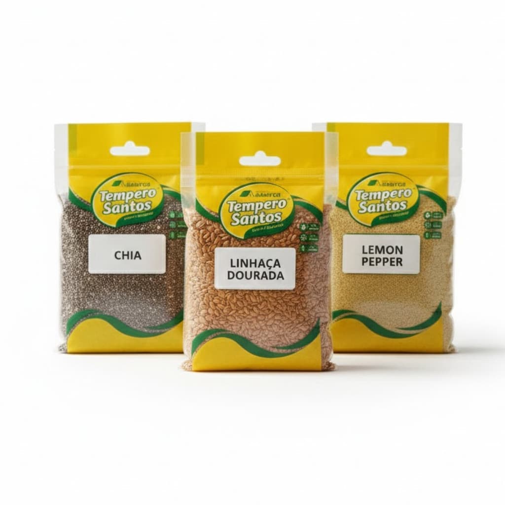 Kit Temperos Fitness 3 Itens - Chia / Lemon Pepper / Linhaça Dourada – Tempero Santos