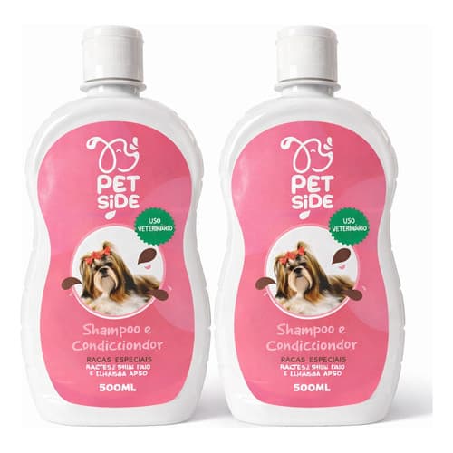 Kit Shampoo & Condicionador Para Cães Shitzu Lhasa Apso Maltês Pelos Longos Pelagem