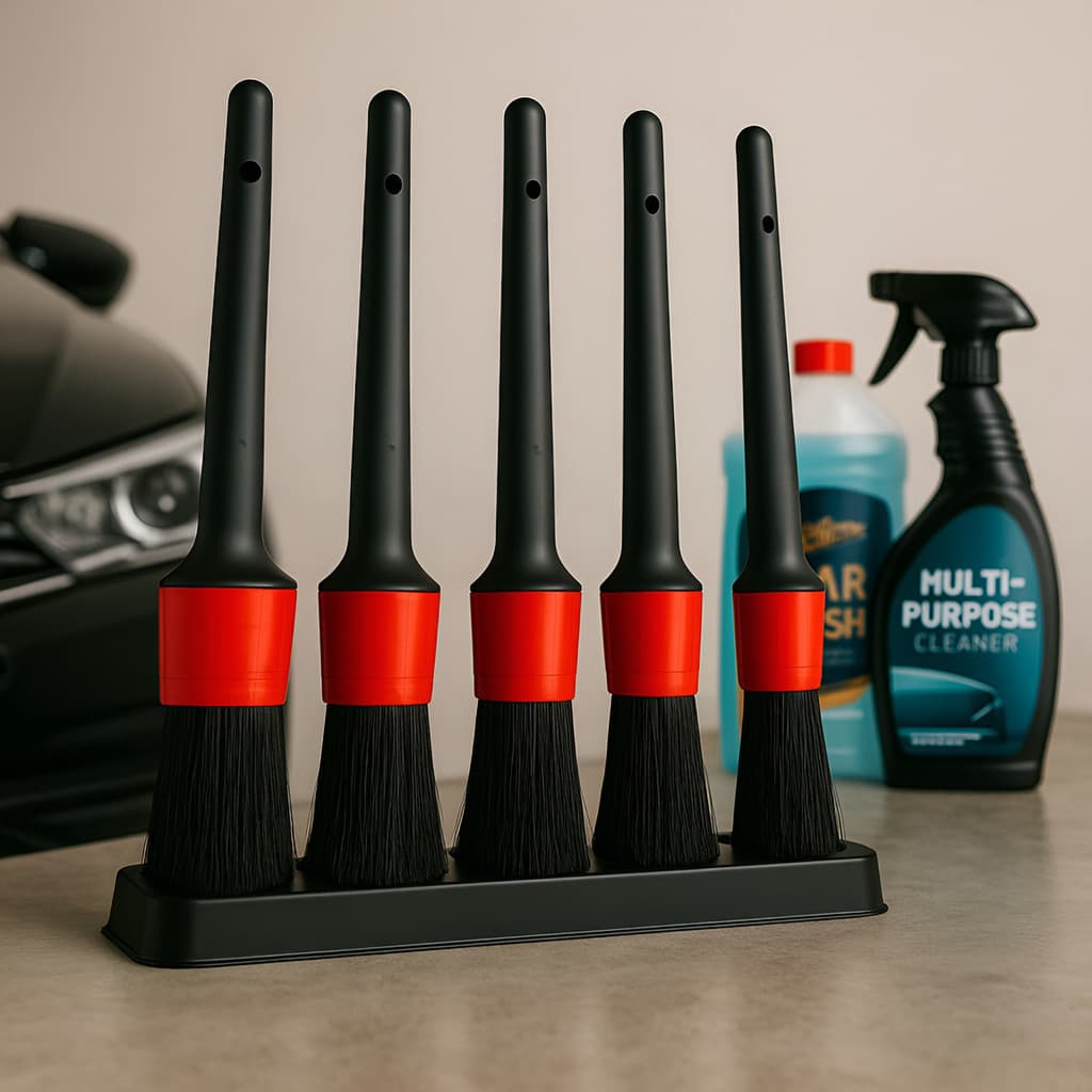 Kit 5 Pincel Lavagem Detalhada Limpeza Carro Moto Automotivo