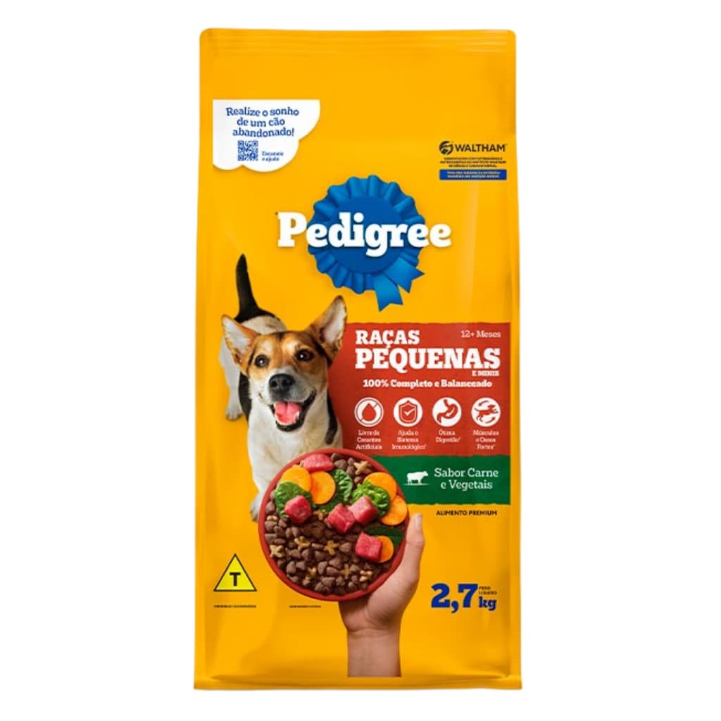 Ração Pedigree para Cachorros Adultos de Raças Pequenas Sabor Carnes e Vegetais 2,7 kg