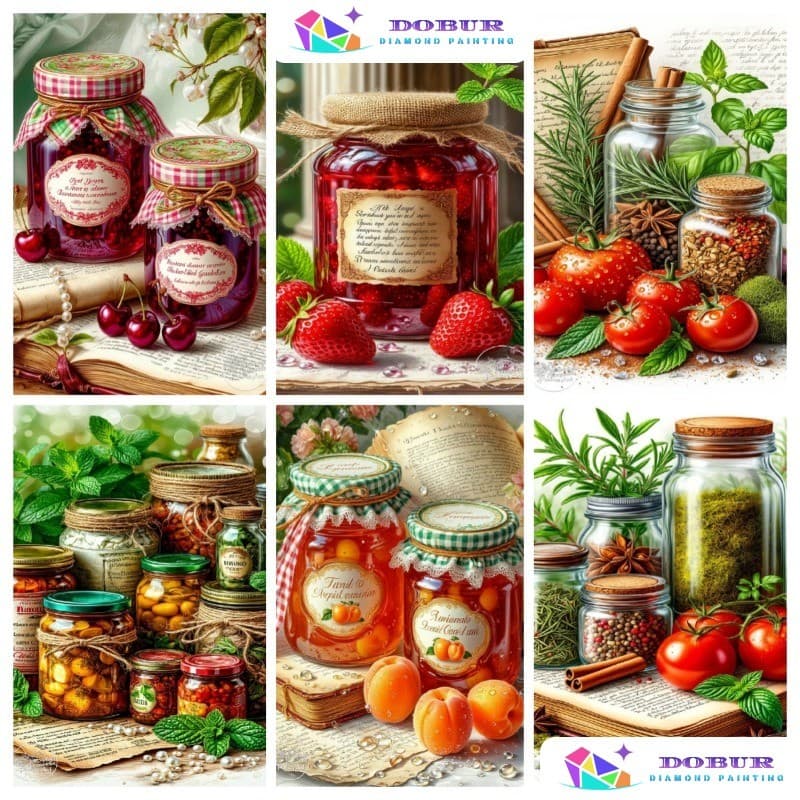 DOBUR | Conjunto De Pintura Diamante Geléia De Frutas Frescas 5D DIY Redonda/Quadrada Tela De Broca Completa Com Número 