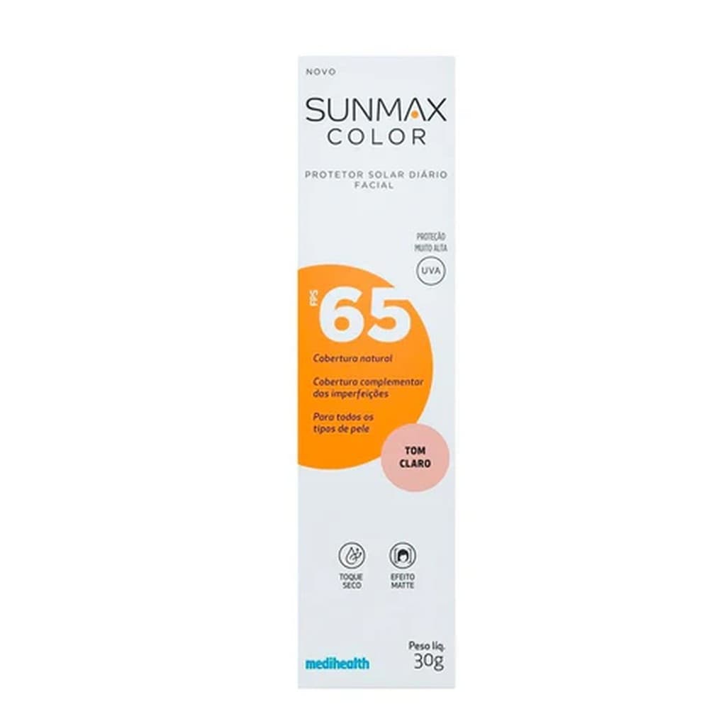 Sunmax Color Protetor Solar Diário Facial FPS65 Tom Claro 30g