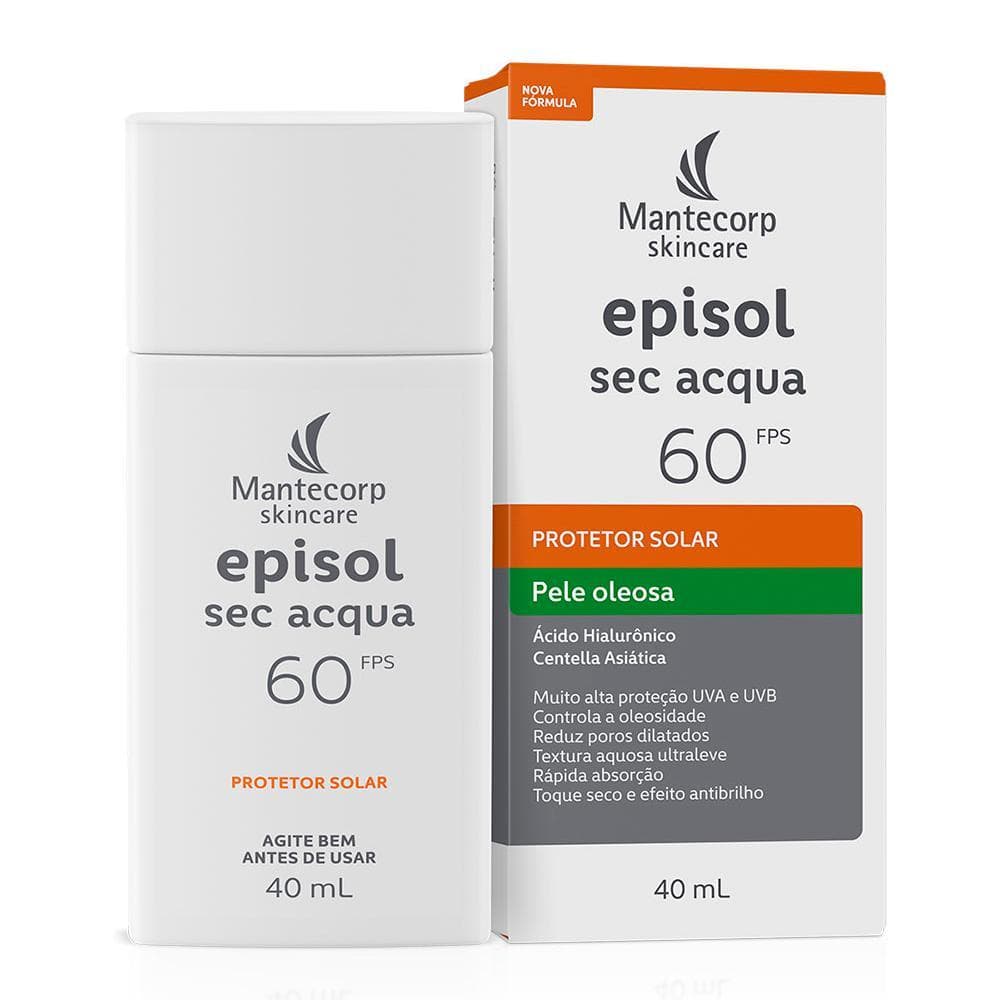 Protetor Solar Facial Episol Sec Acqua Sem Cor FPS 60 - 40mL