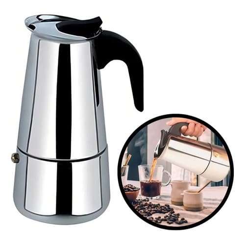 Cafeteira Italiana Expresso Aço Inox 450ml Moderna9 Xícaras  Preto 000