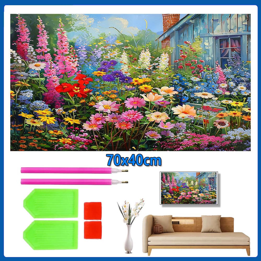70x40cm Pavilhão floral Pintura Diamante 5D Pintura de Diamante Conjunto De Pintura Conto De Quadrado 5D Kits