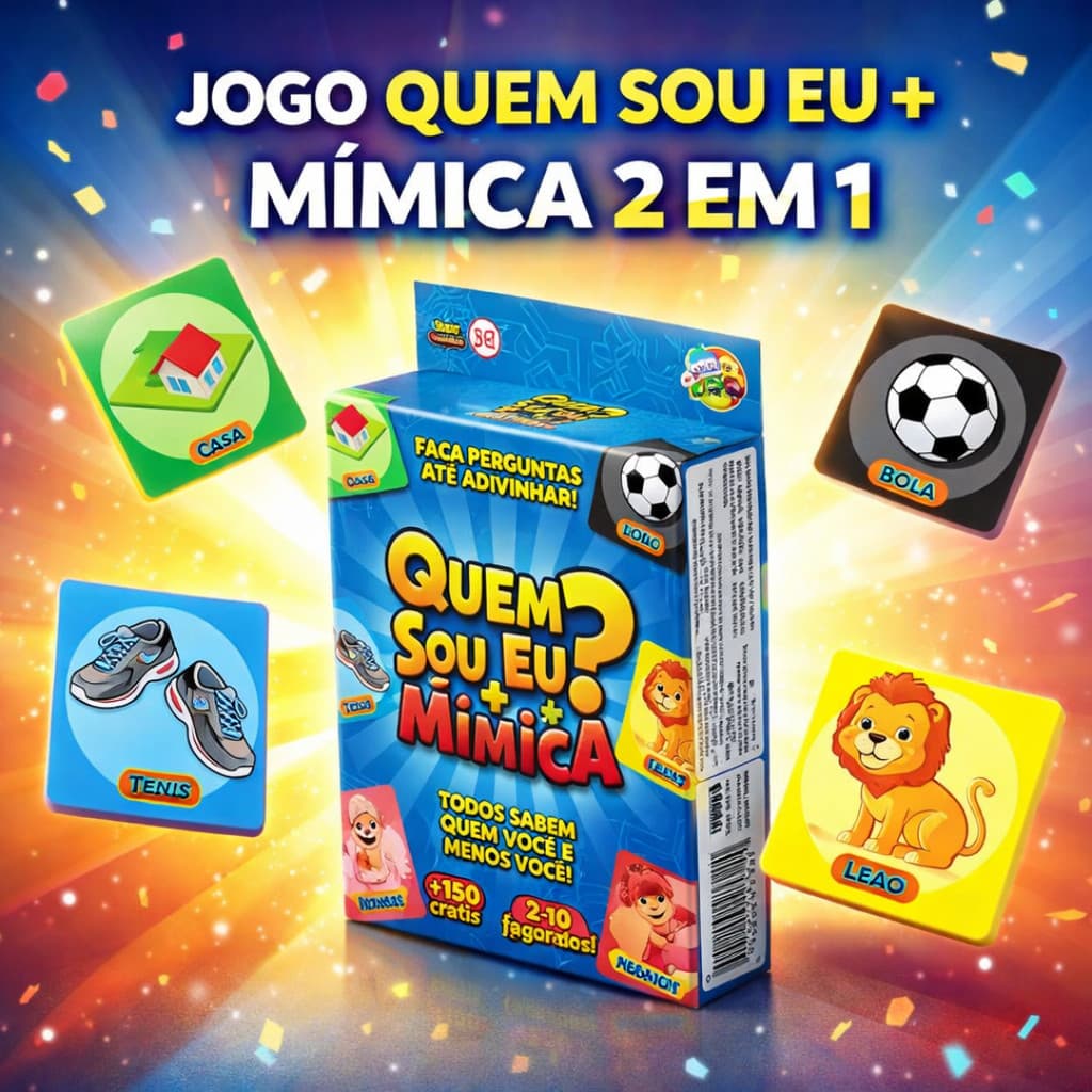 Jogo Quem Sou Eu + Mímica 2 em 1 Diversão em Família
