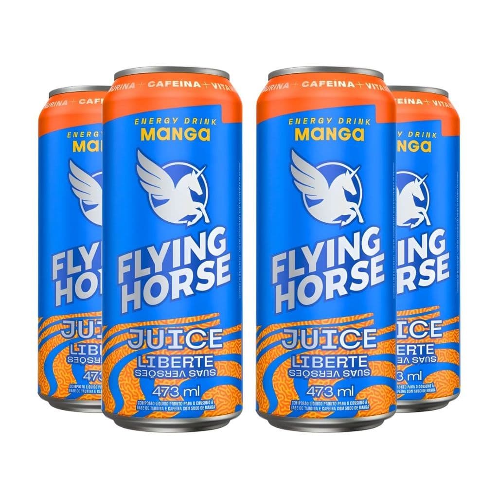 Kit 4 Energético Flying Horse Manga Juice Liberte 473ml