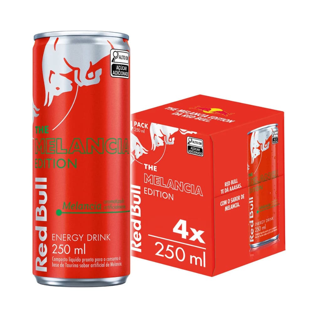 Pack de 4 latas Red Bull Energético, Sabor Melancia 250ml