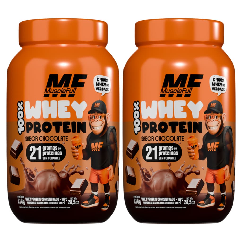 Kit 2 Whey Protein 100% Sabor Chocolate 810g Muscle Full
