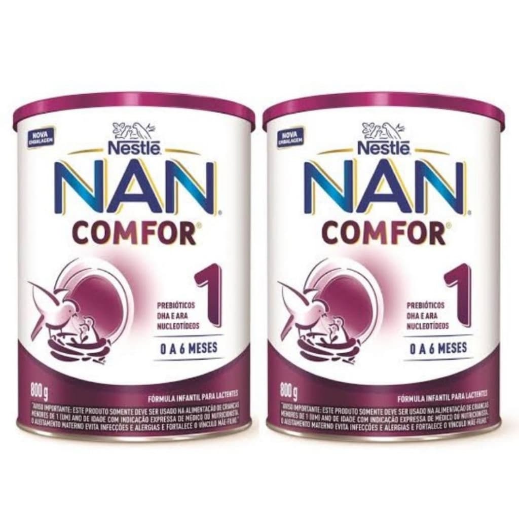 Kit 2 Fórmula Infantil Nan Confort 1 0-6 meses 800g cada