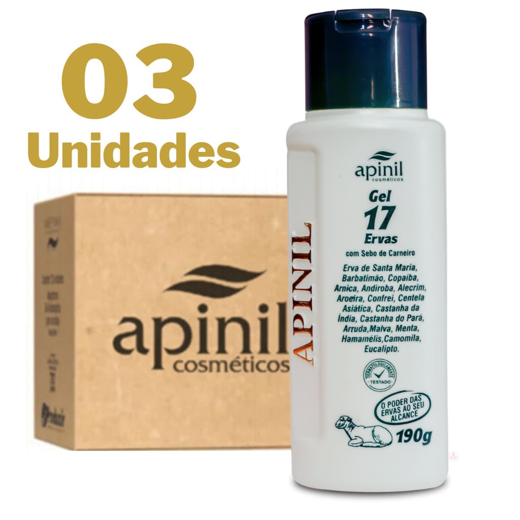 Kit 03 Gel 17 Ervas com Sebo de Carneiro 190g - Alívio Rápido