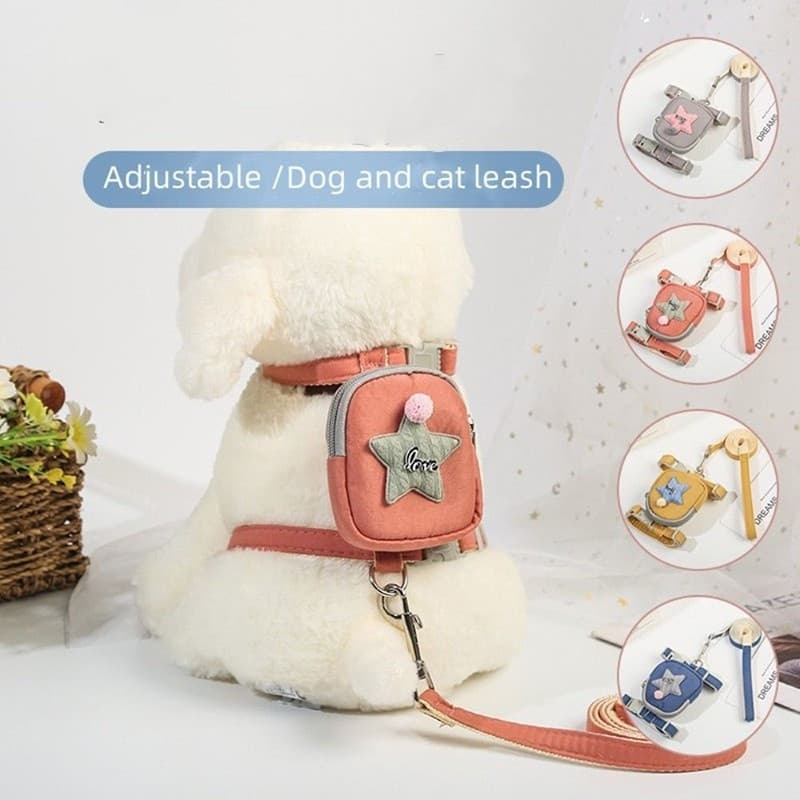 Coleira para cães, coleira peitoral, corda de tração, guias, acessórios ajustáveis para animais de estimação, mochila, c
