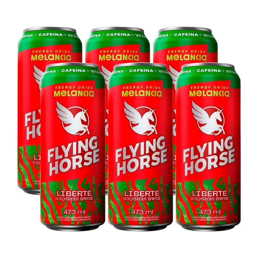 Kit 6 Energético Flying Horse Melancia Liberte 473ml