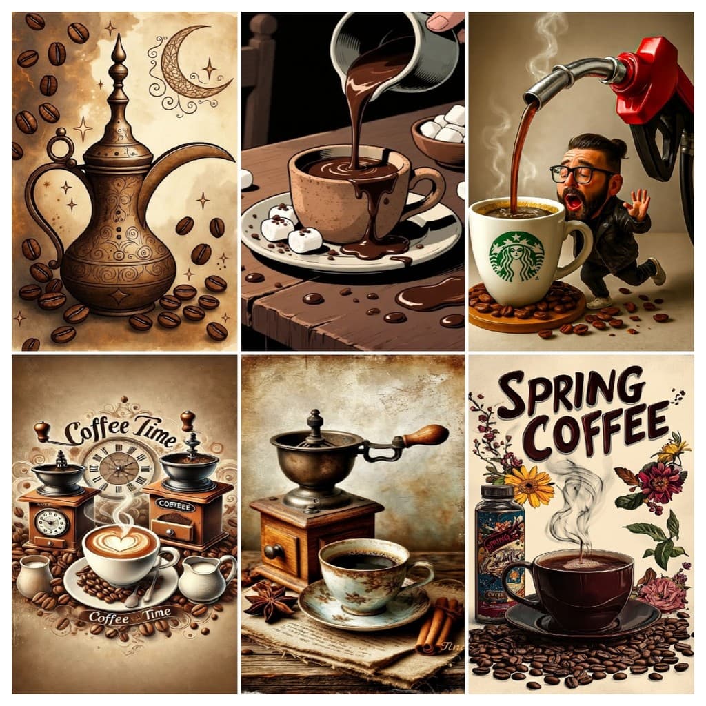Um Conjunto De Grãos De Café E Kit De Pintura De Diamante Com Padrão Recém-Moído , 5D DIY , Em Tela De Mosaico , Artesan
