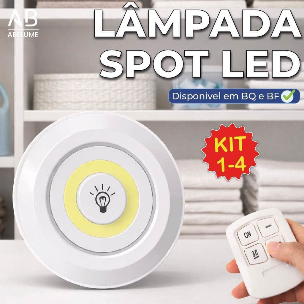 Luminária Spot Led Lâmpada sem Fio com Controle Remoto Luz Fria ou Quente