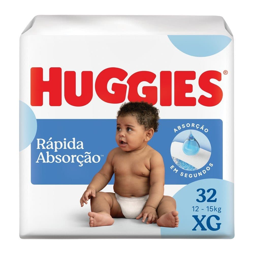 Fralda Huggies Rapida Absorção Mega Xg Com 32 Unidades