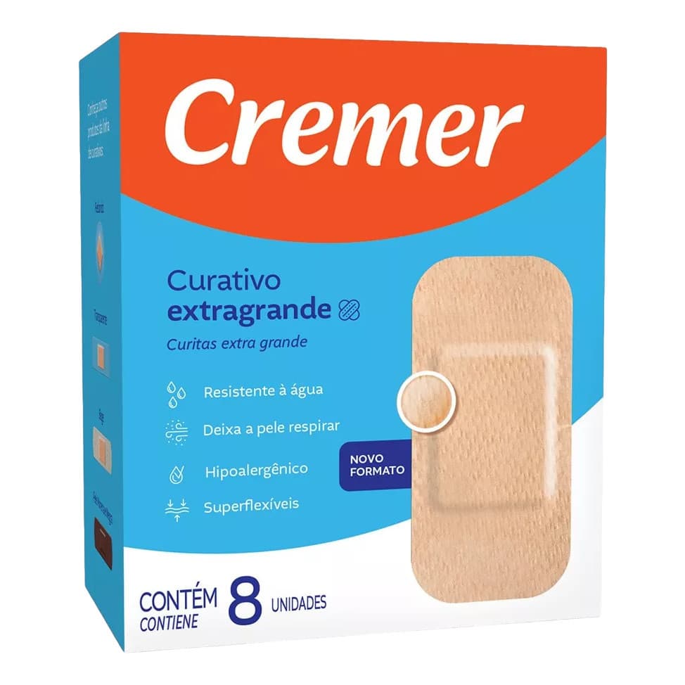 Curativo Transparente Extra Grande Bege C/8 Cremer KIT 12 UN
