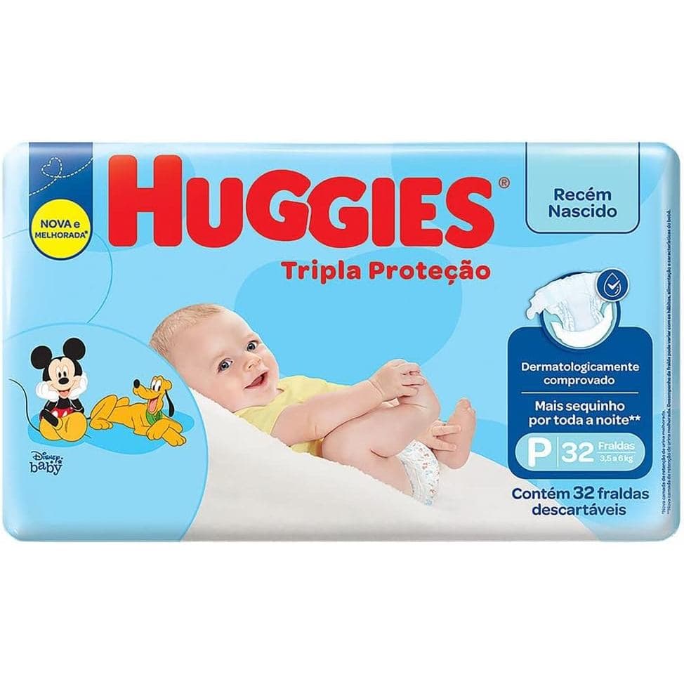 Fralda Huggies Tripla Proteção Disney Baby P 32 unidades