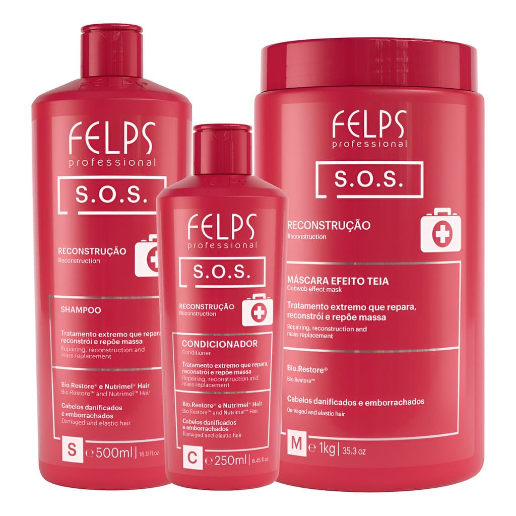 Felps Kit Sos Shampoo 500ml + Cond 250ml + Máscara 1kg