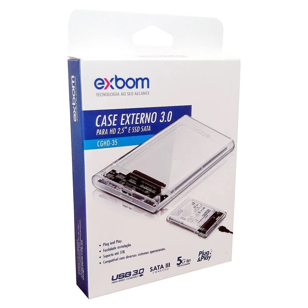 Kit Atacado 10 Case Externo Usb 3.0 Hd 2.5 Ssd E Sata 3 Até 5tb Led - CGHD-35B