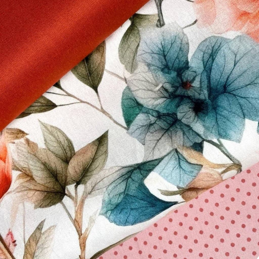 Kit Composê Tecido Tricoline Digital Floral 50cm x 1,50mt 100% Algodão Estampado Artesanado Patchwork