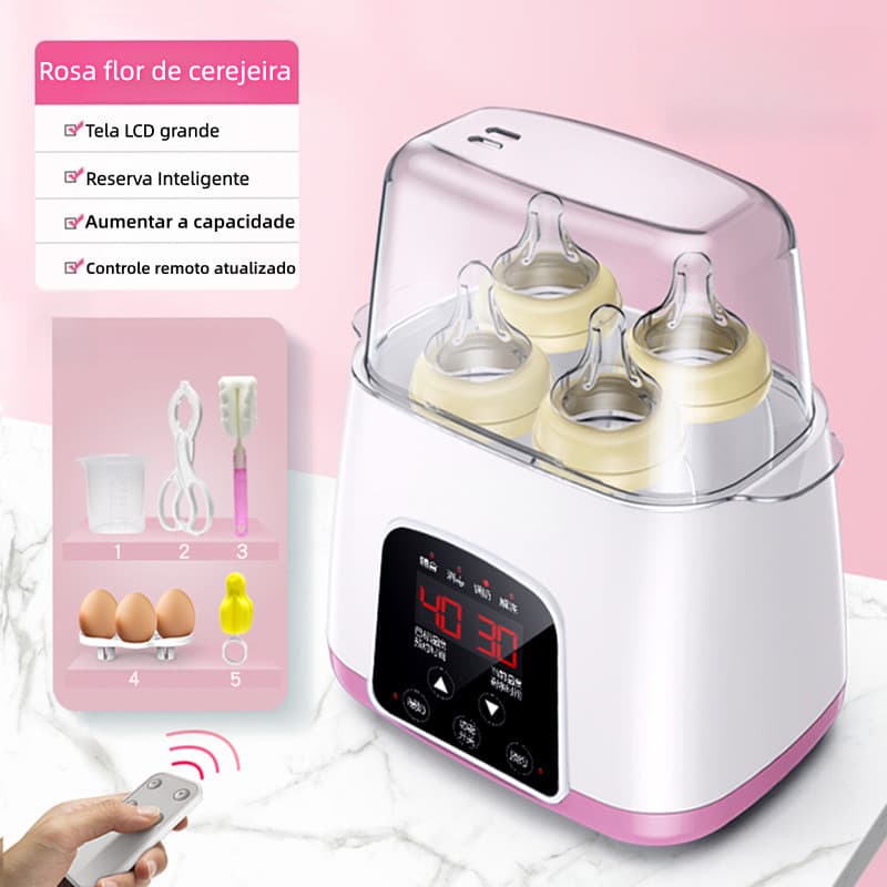 Esterilizador De Mamadeira Aquecedor Leite Bebê 4 Garrafa Com Para Mamadeiras Mamadeira, Papinha e 220V E Tem capacidade