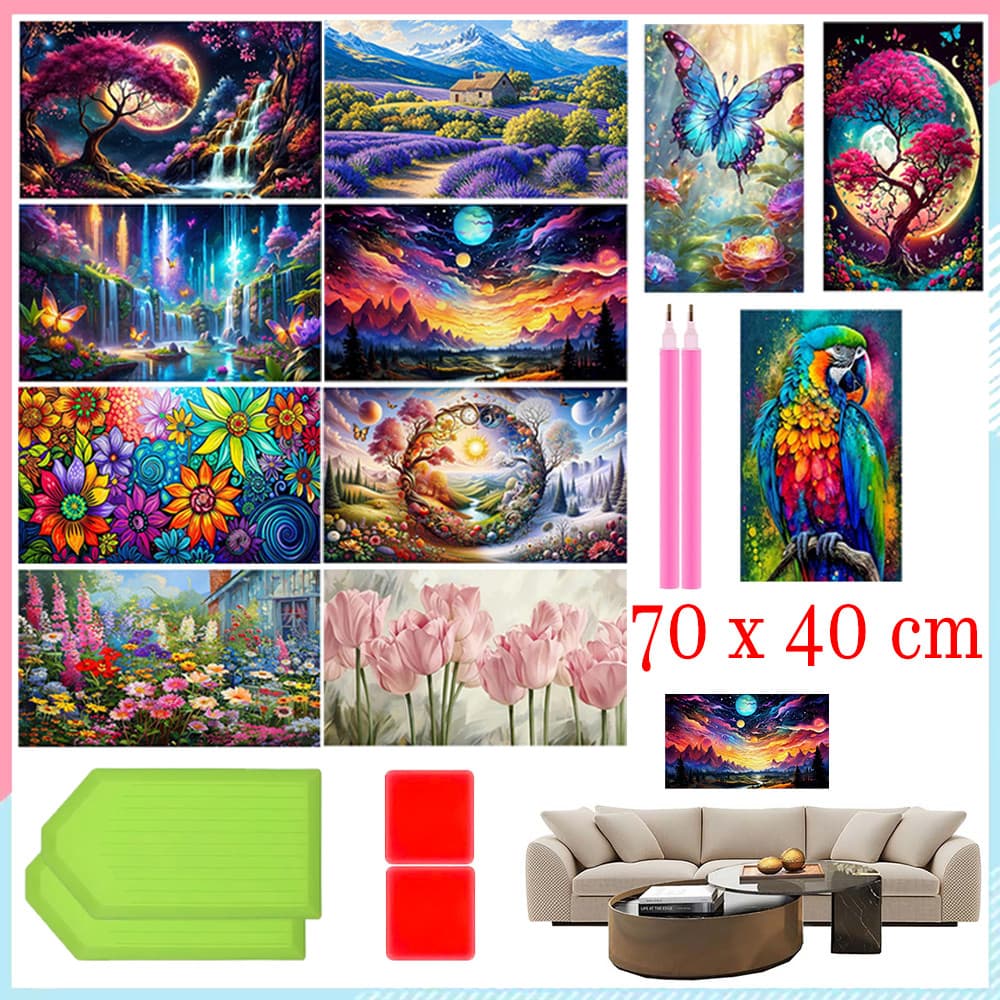 70 x 40 cm, Pintura artística de diamante 5D, kits de pintura de diamante DIY para adultos iniciantes, decoração de casa