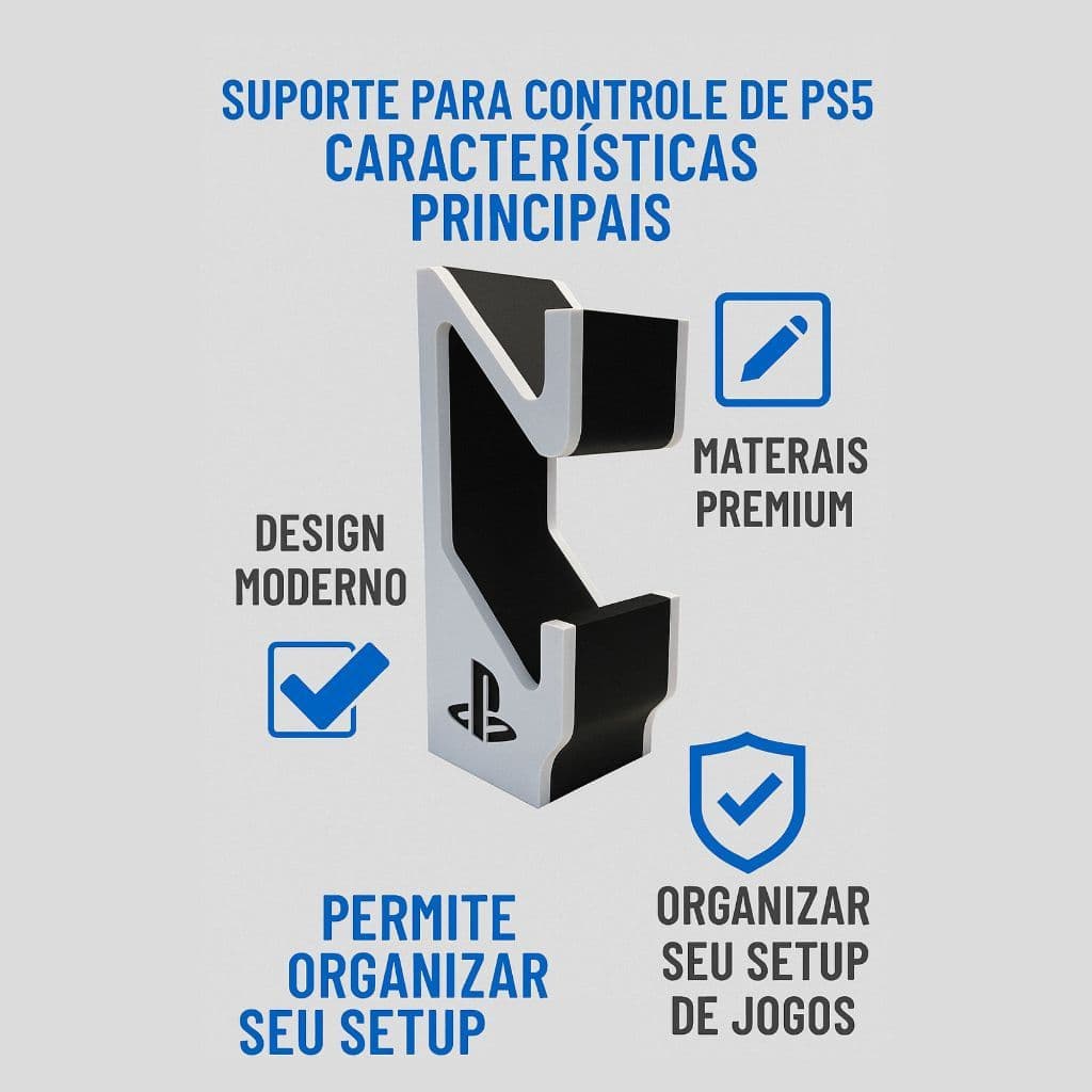 Suporte Duplo para Controle PS5 Base Organizador VideoGame Para 2 Controles
