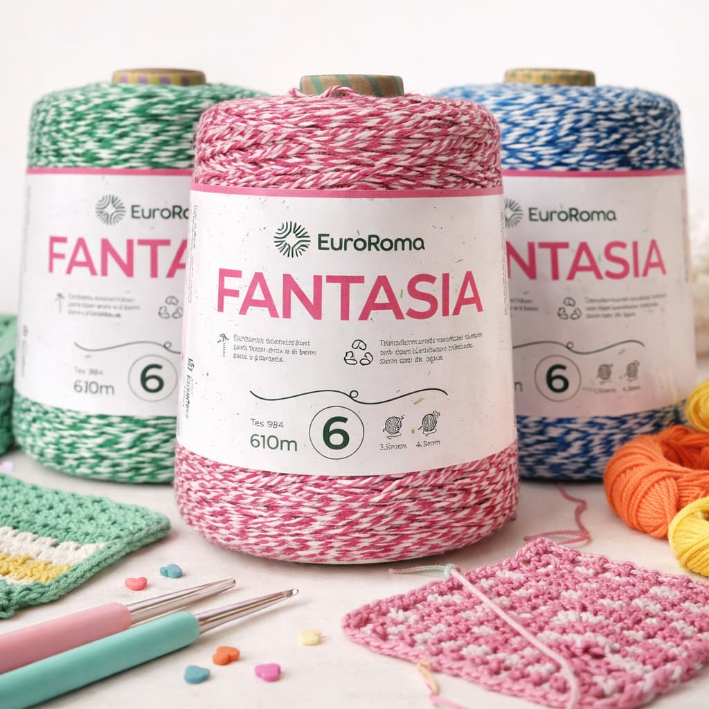 Barbante EuroRoma Fantasia Mesclado Nº6 600g 610m Fio Sustentável para Crochê e Artesanato