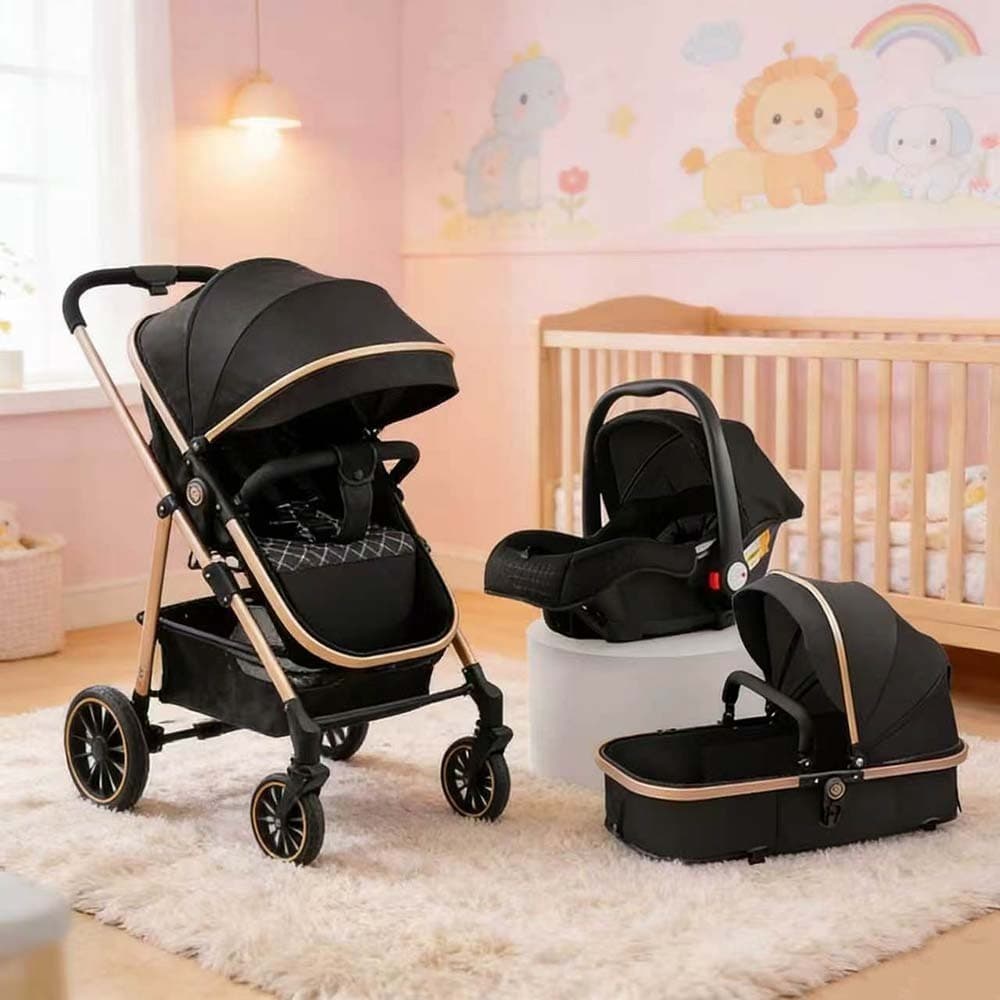 Conjunto Carrinho 3 em 1 para Bebê ✨ Com Moisés e Assento Super Confortável para Uso Diário