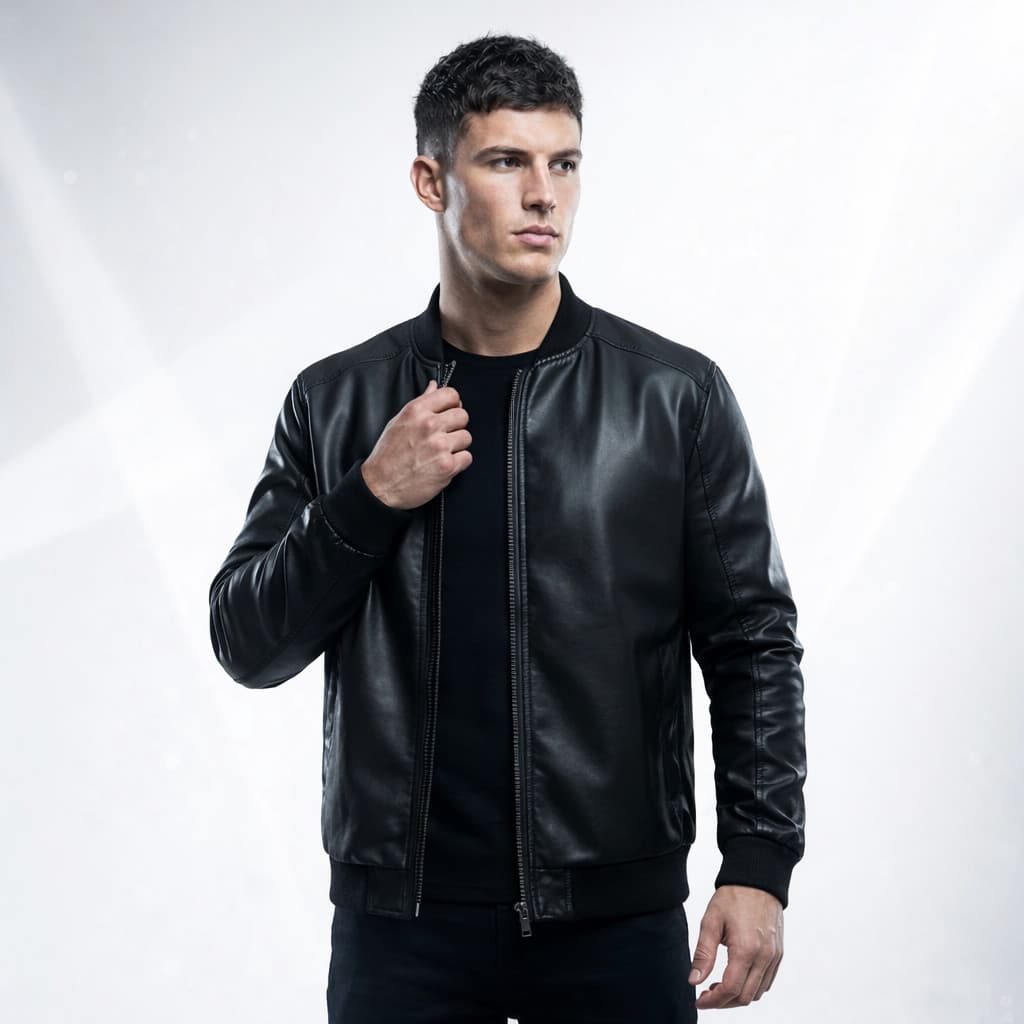 Jaqueta Masculina Frio Courino Casaco Agasalho Slim Fit Resistente Impermeável Preta com Ziper