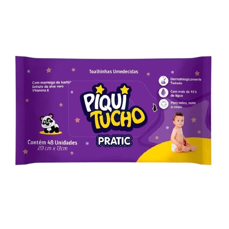 Lenço Umedecido Piquitucho Pratic Bebê Maciez Total 48 Unidades