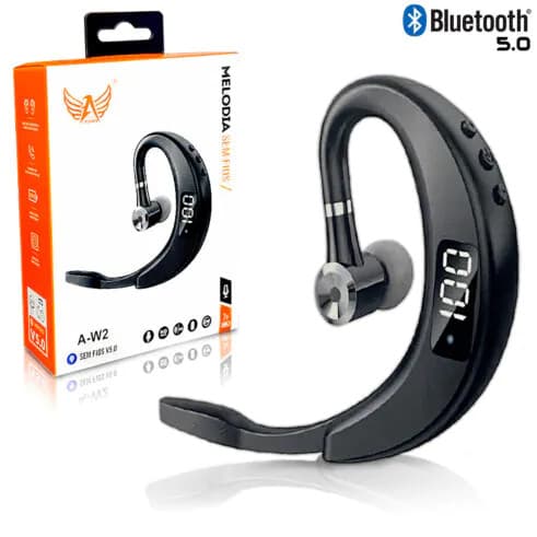 Fone de Ouvido Bluetooth Mono com Haste Flexível e Display Digital - Modelo A-W2