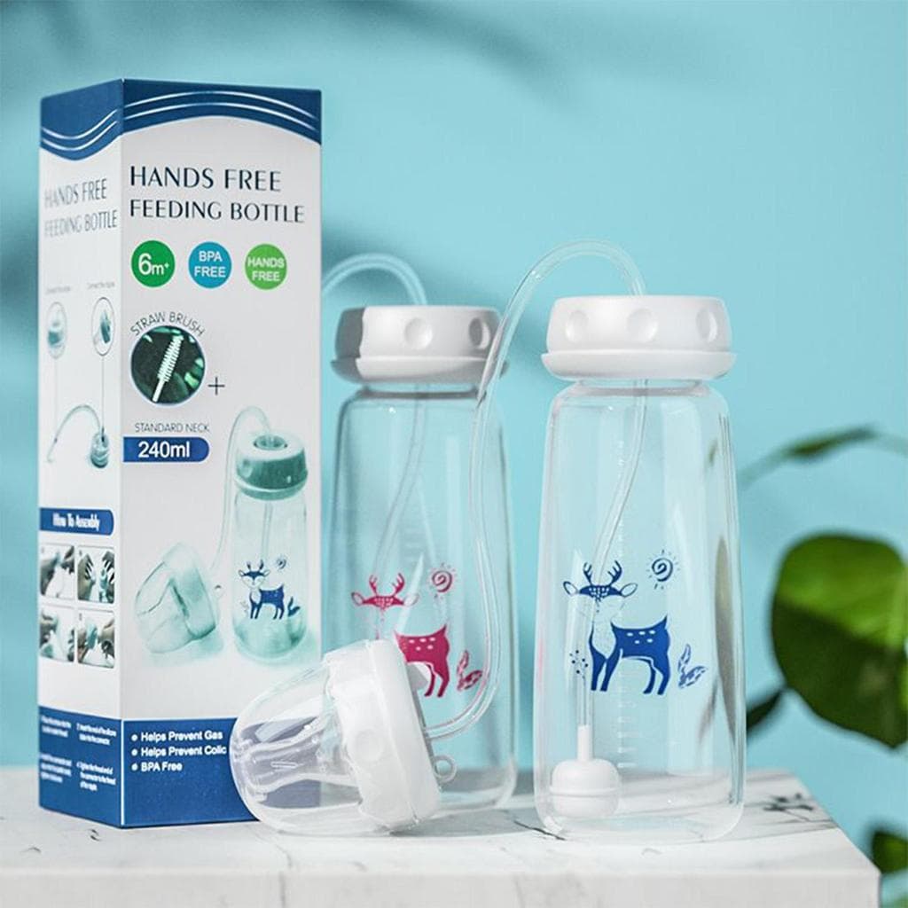 Mamadeira 240ml Antiderrapante Com Canudo De Bico À Prova De Vazamentos Portátil Para Crianças Garrafa De Água Meninos M