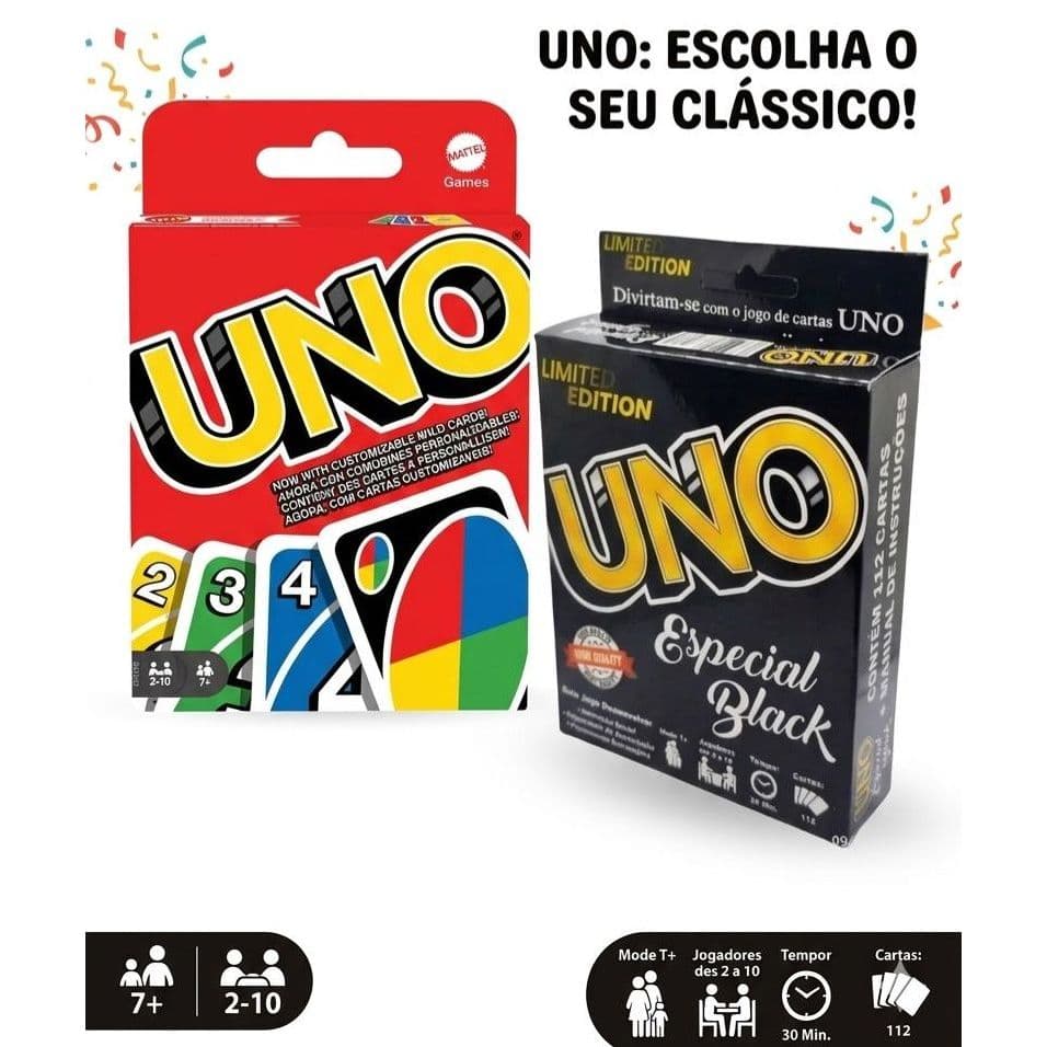 Jogo de Cartas UNO Black – UNO - Diversão Garantida para Crianças, Adultos e Toda Família!