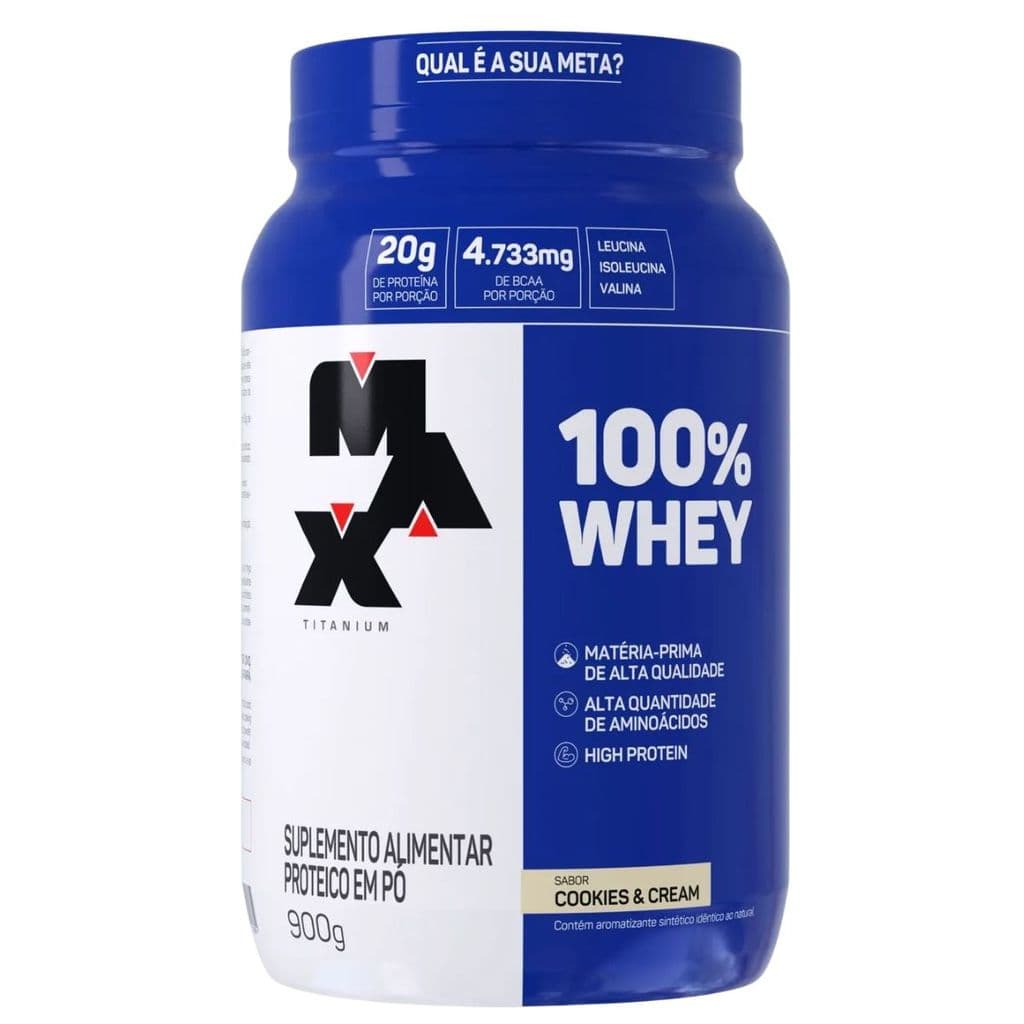 Whey Protein 100% Concentrado Chocolate 21g de Proteína 900g Max Titanium