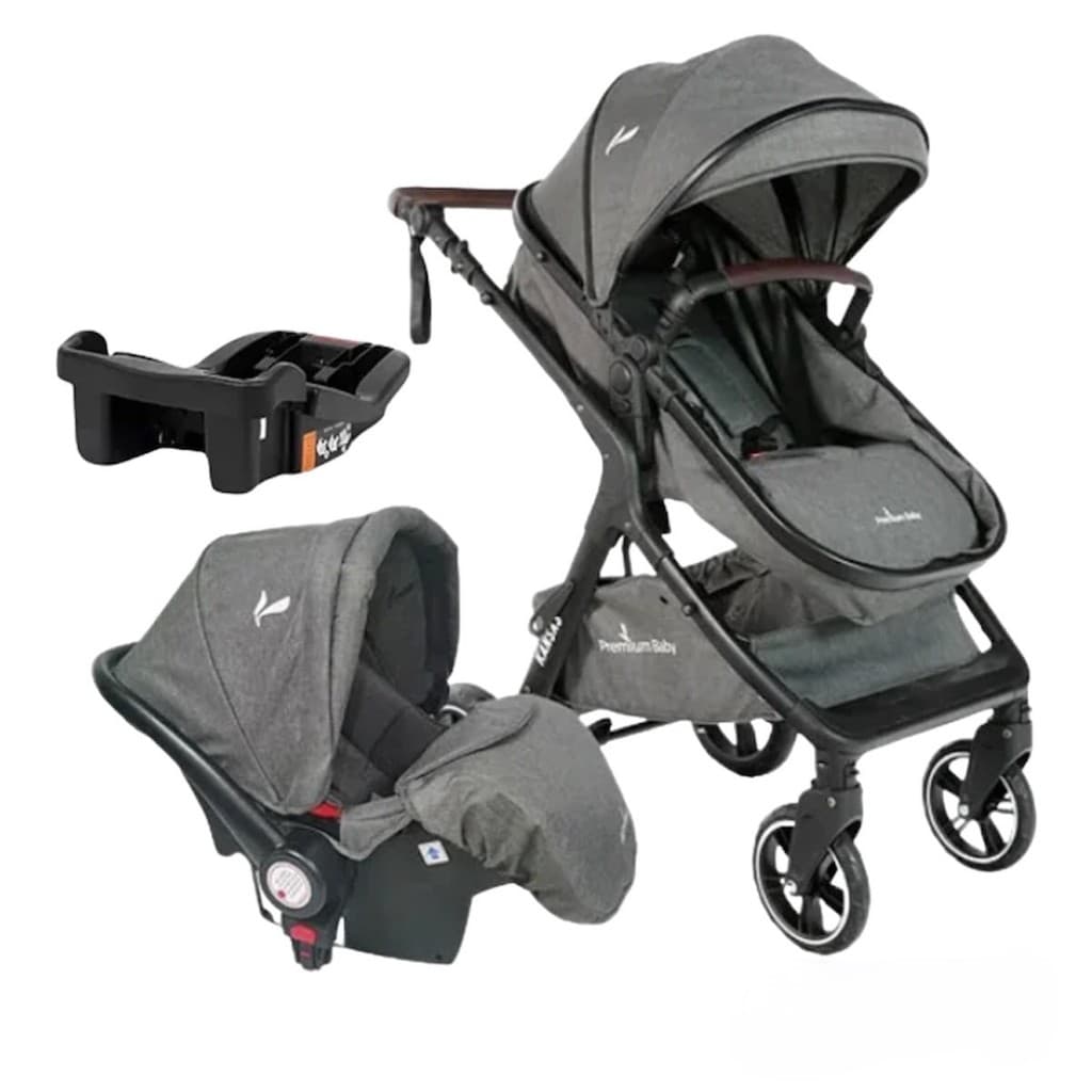 Carrinho de Bebê TS kansas Black/Gray 3 em 1 - Premium Baby