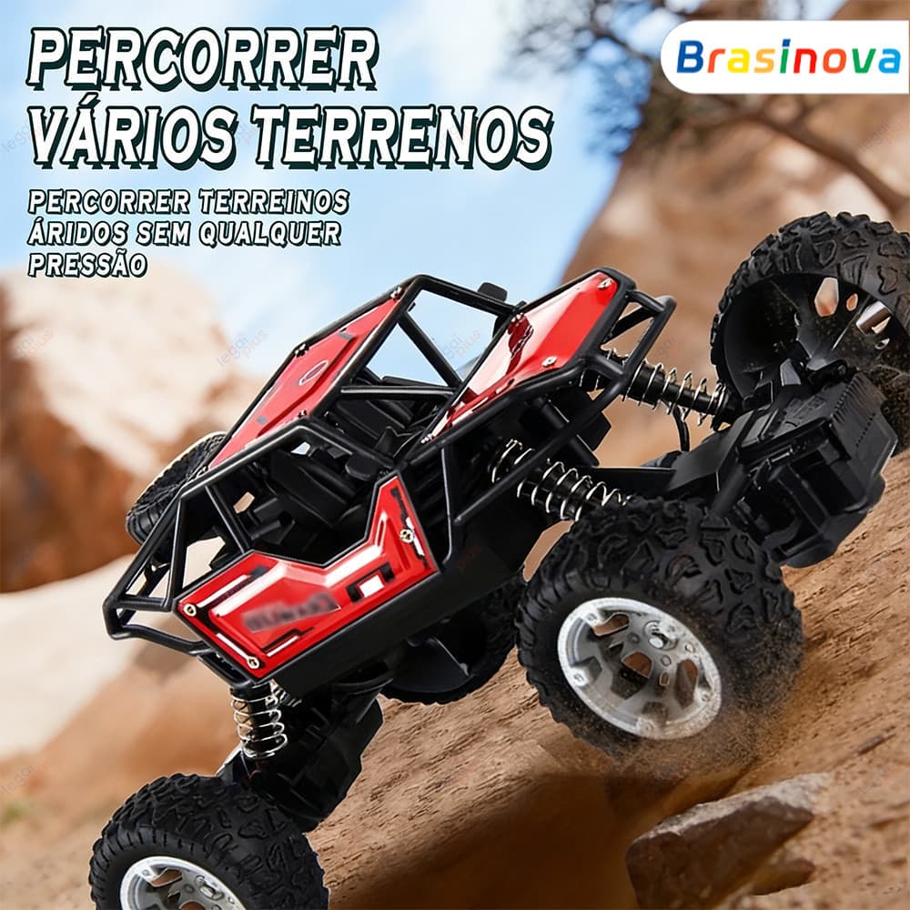 Carrinho Controle Remoto 4x4 Off Road Jeep Recarregável USB Super Resistente Quedas Brinquedo Criança