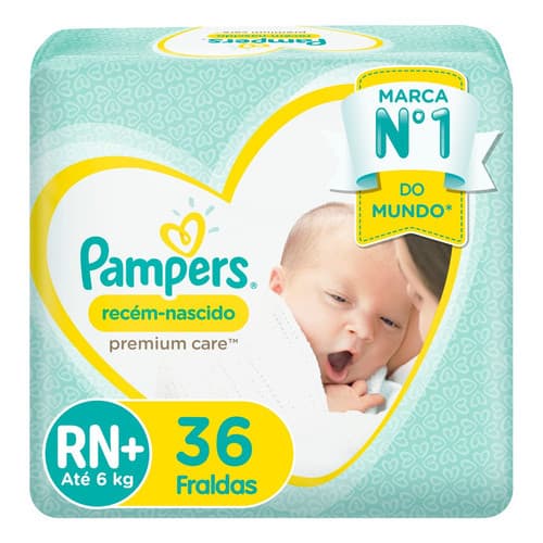 Fraldas Pampers Recém-nascido Premium Care Tam Rn+ 36 Unid 